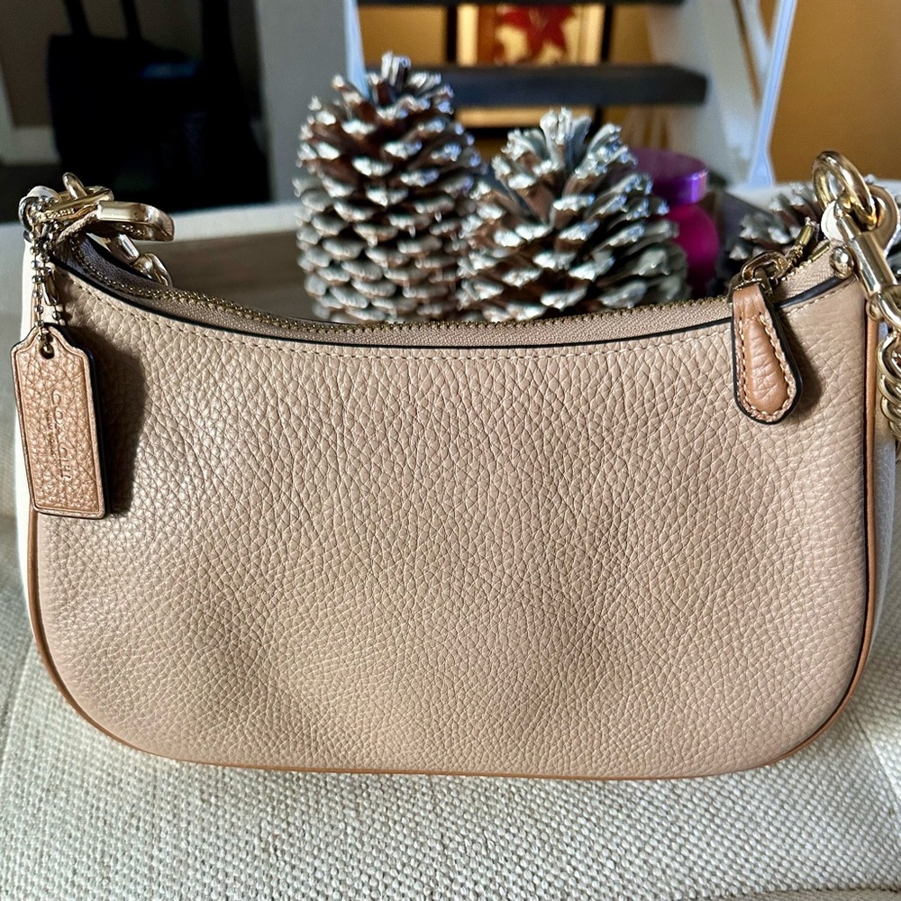 Coach-Teri Shoulder Bag in Colorblock Taupe/Multi Pebble Leather - Picture 2 of 9